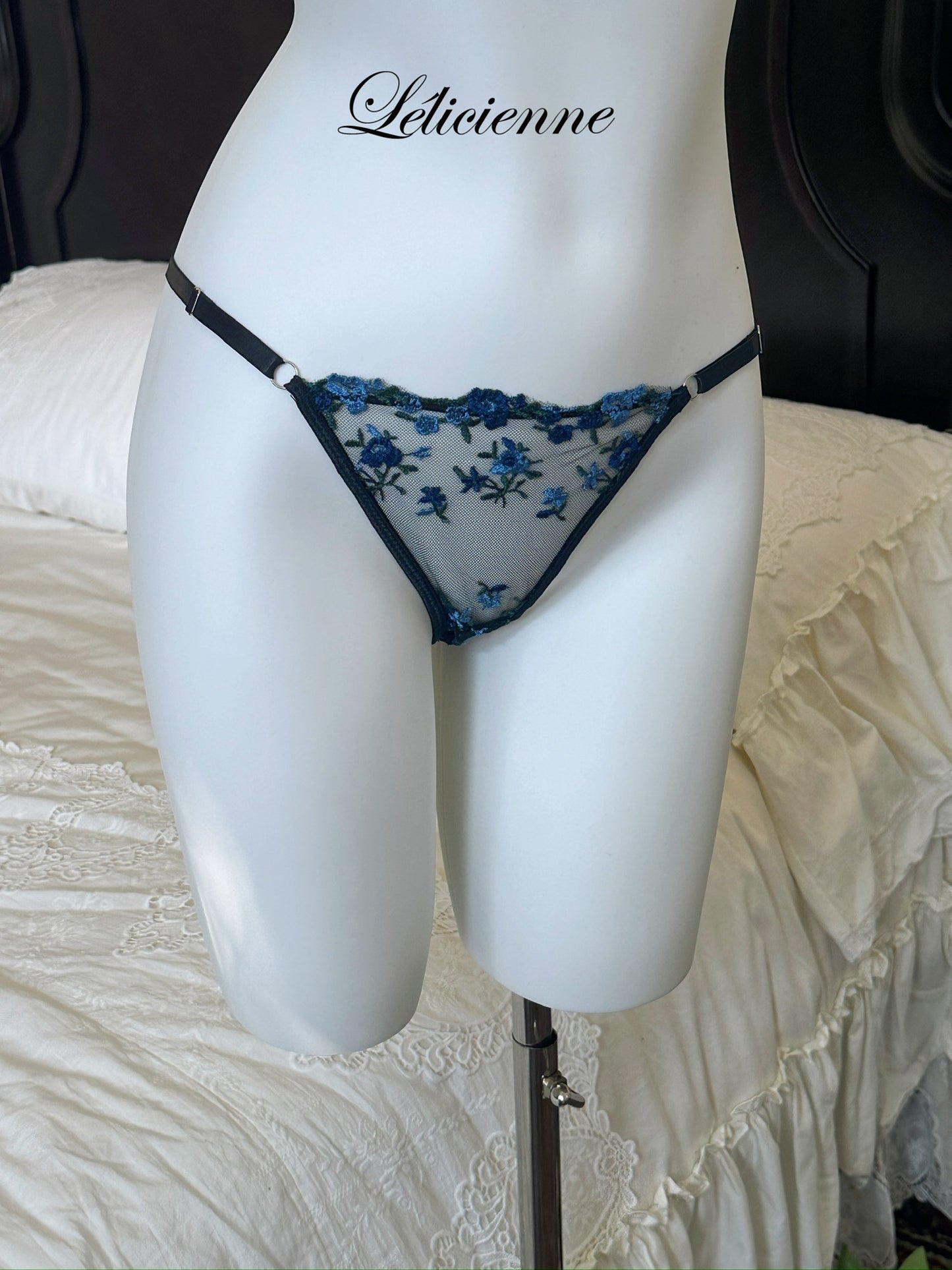 Rosette Bra Set Black/Blue