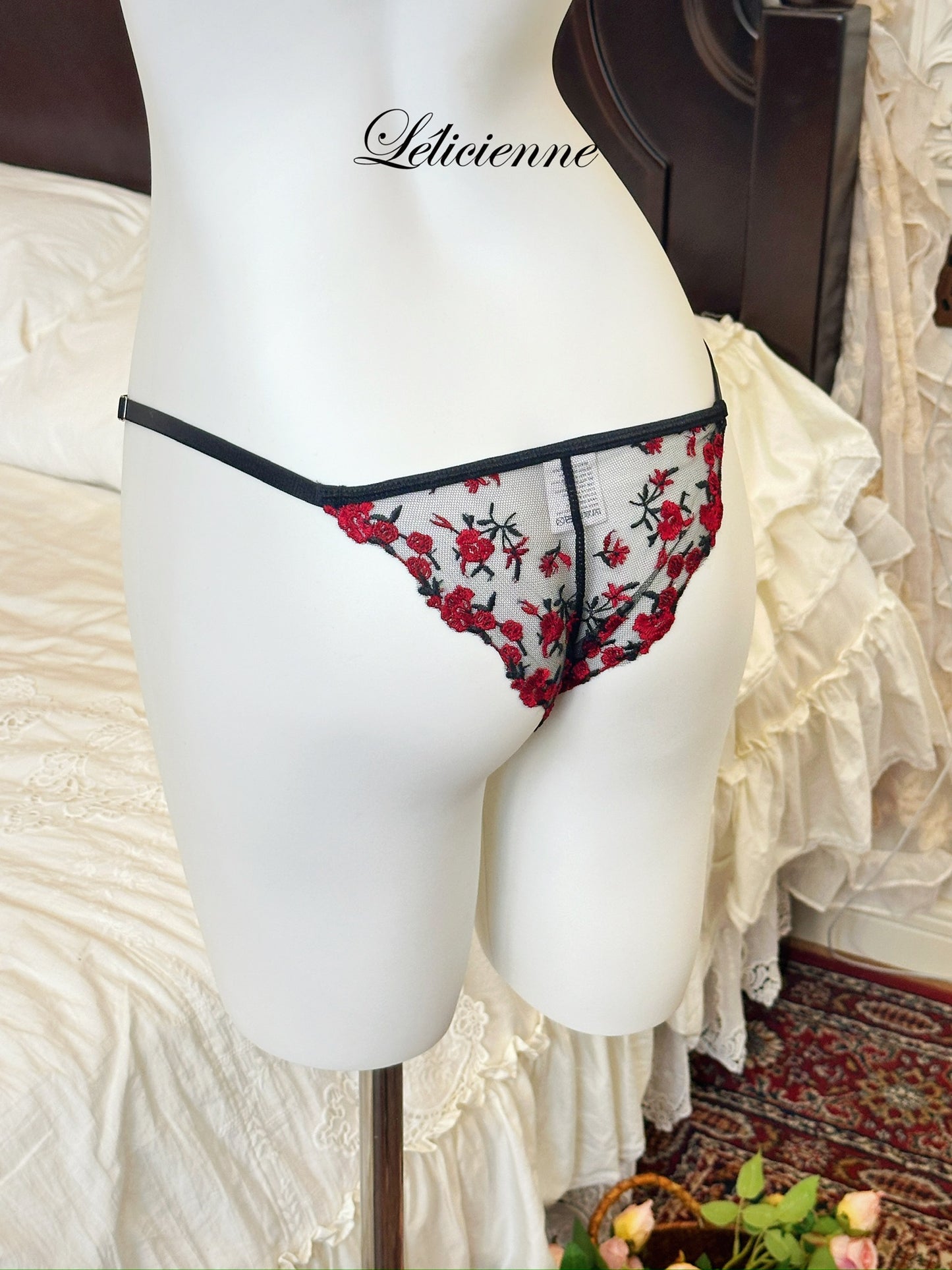 Rosette Bra Set Black/Red