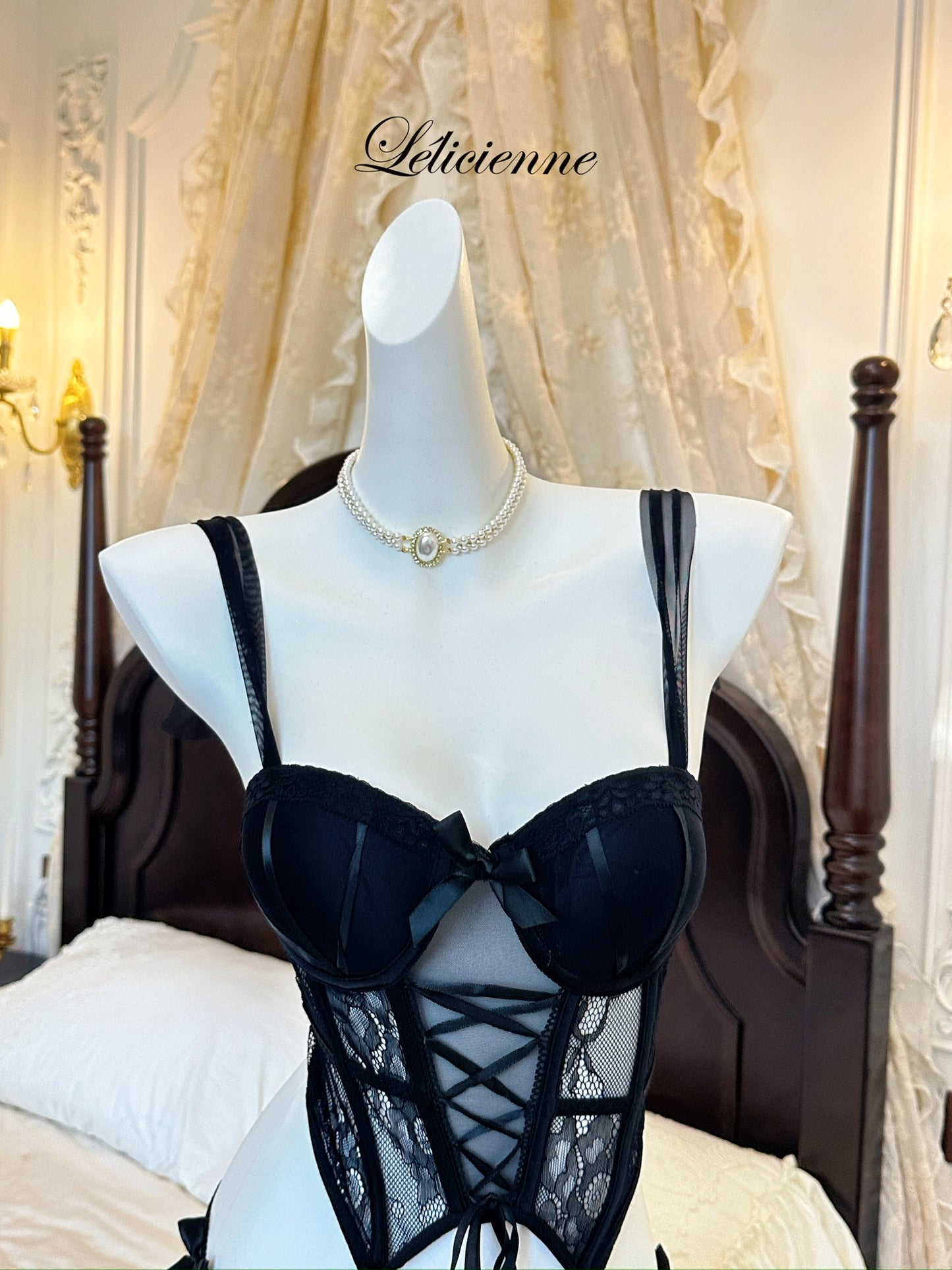 Bella Corset & Panty Set Black