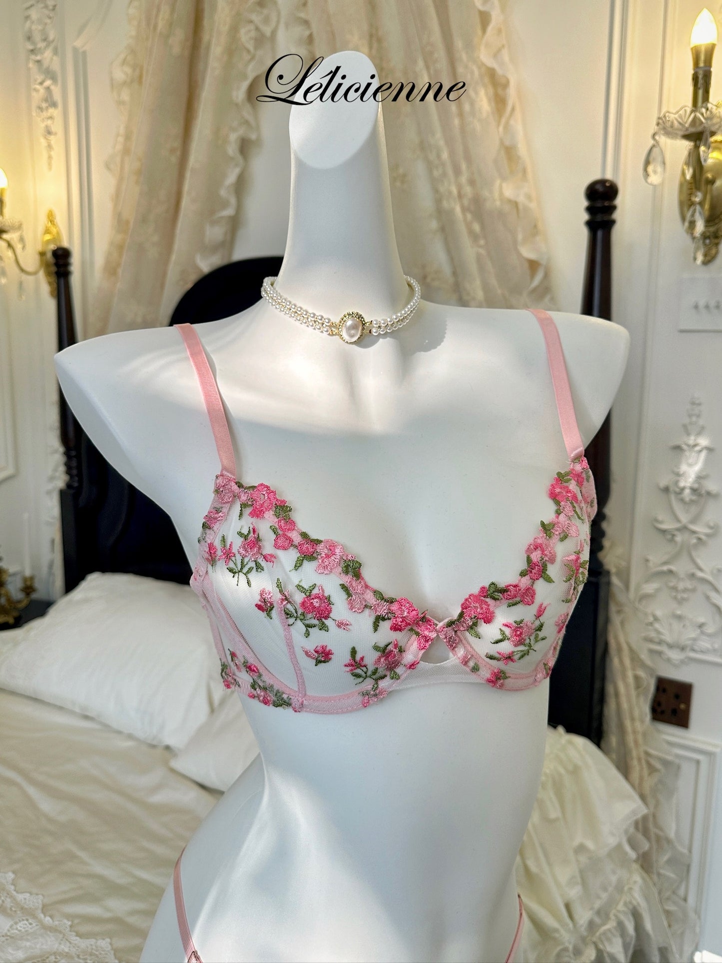 Rosette Bra Set Pink