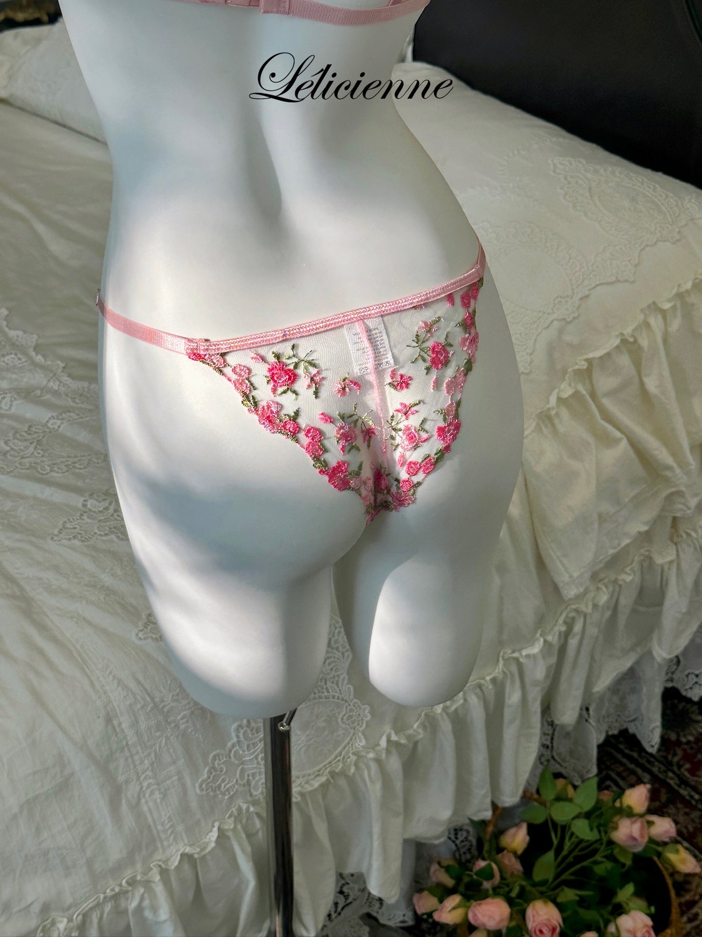 Rosette Bra Set Pink