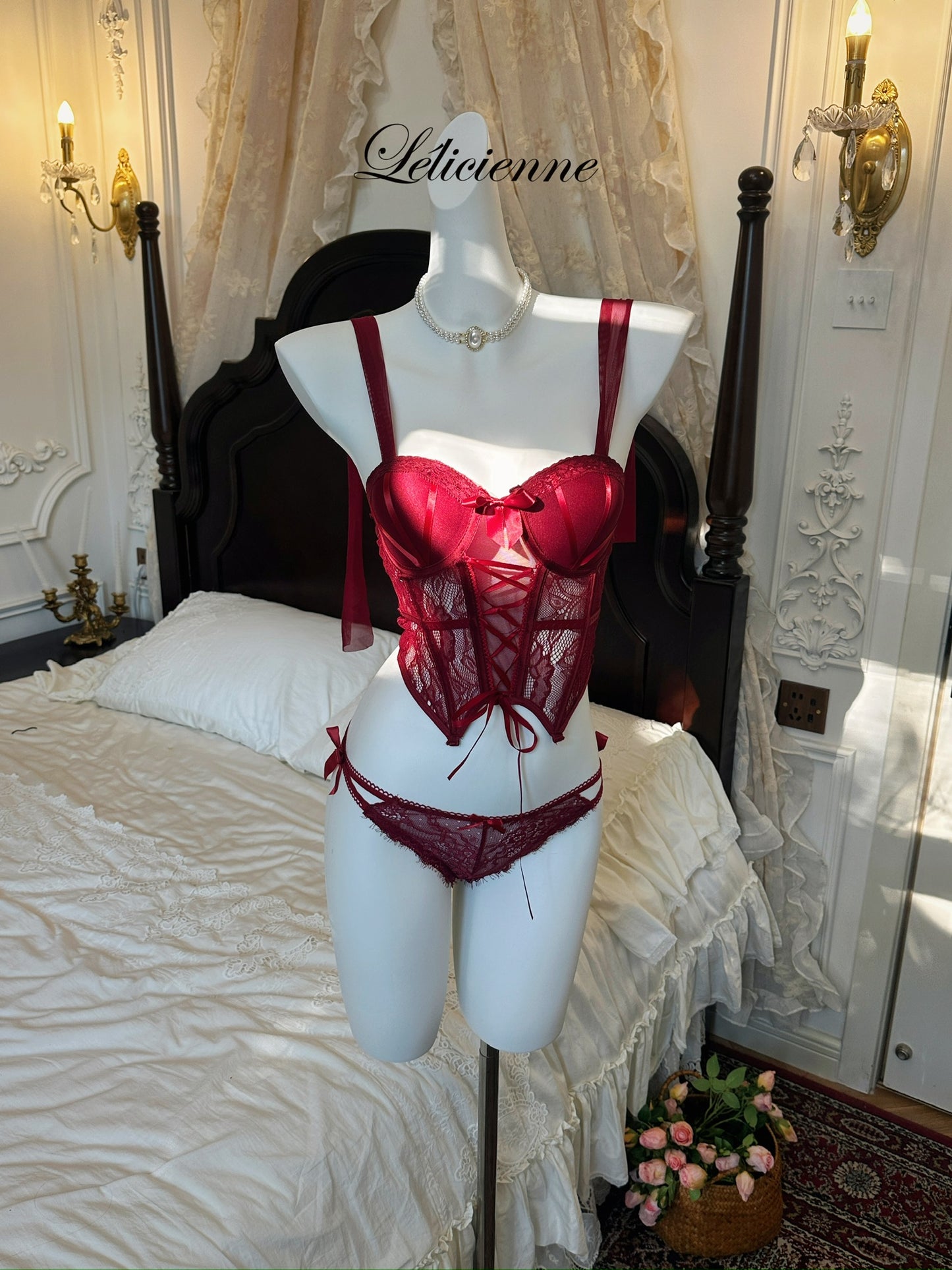 Bella Corset & Panty Set Red