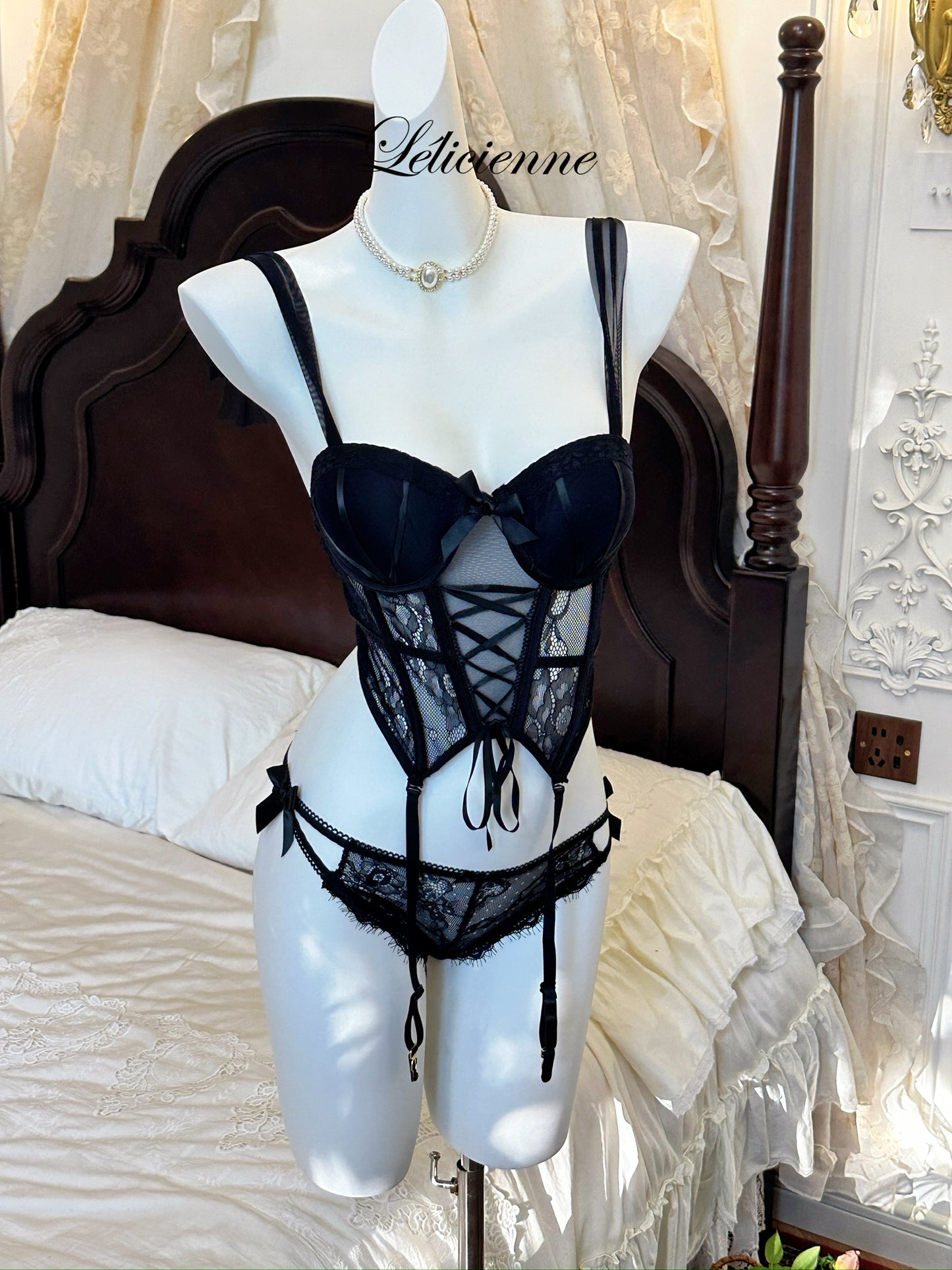 Bella Corset & Panty Set Black