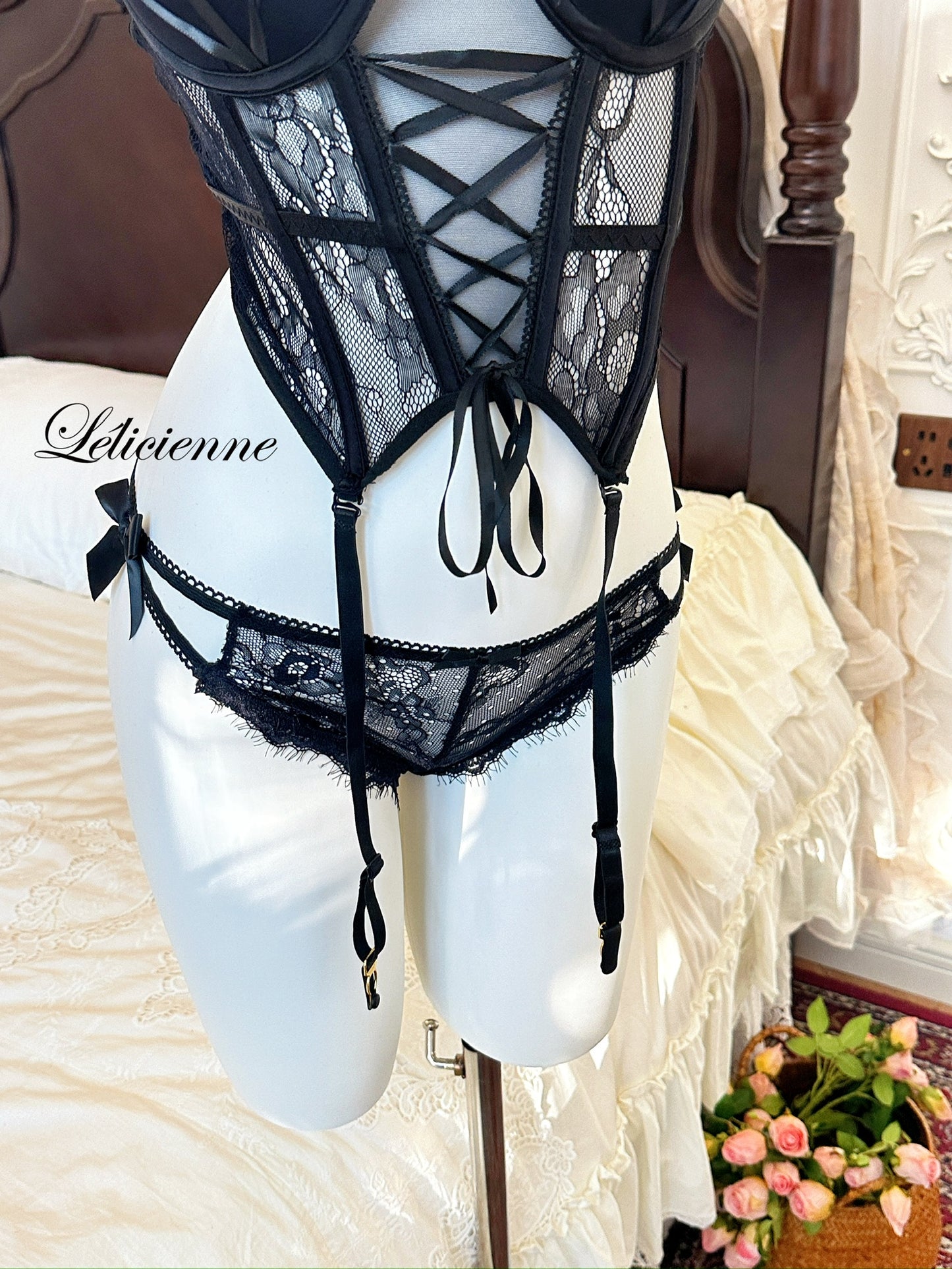 Bella Corset & Panty Set Black